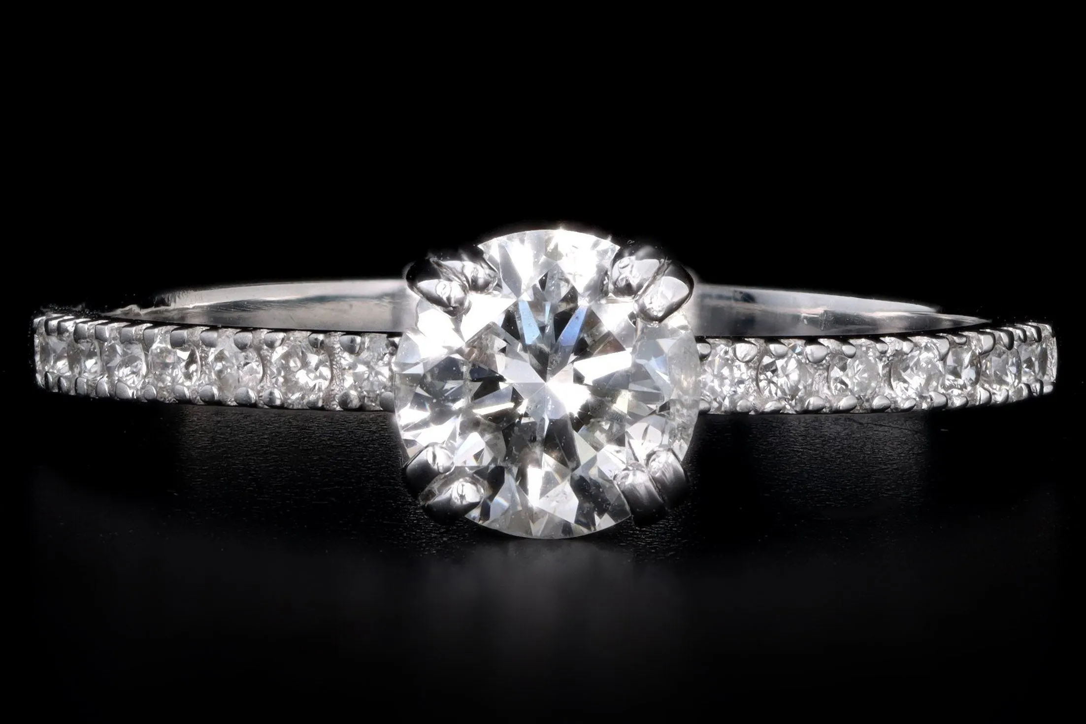14K White Gold .79 Carat Round Brilliant Diamond Engagement Ring