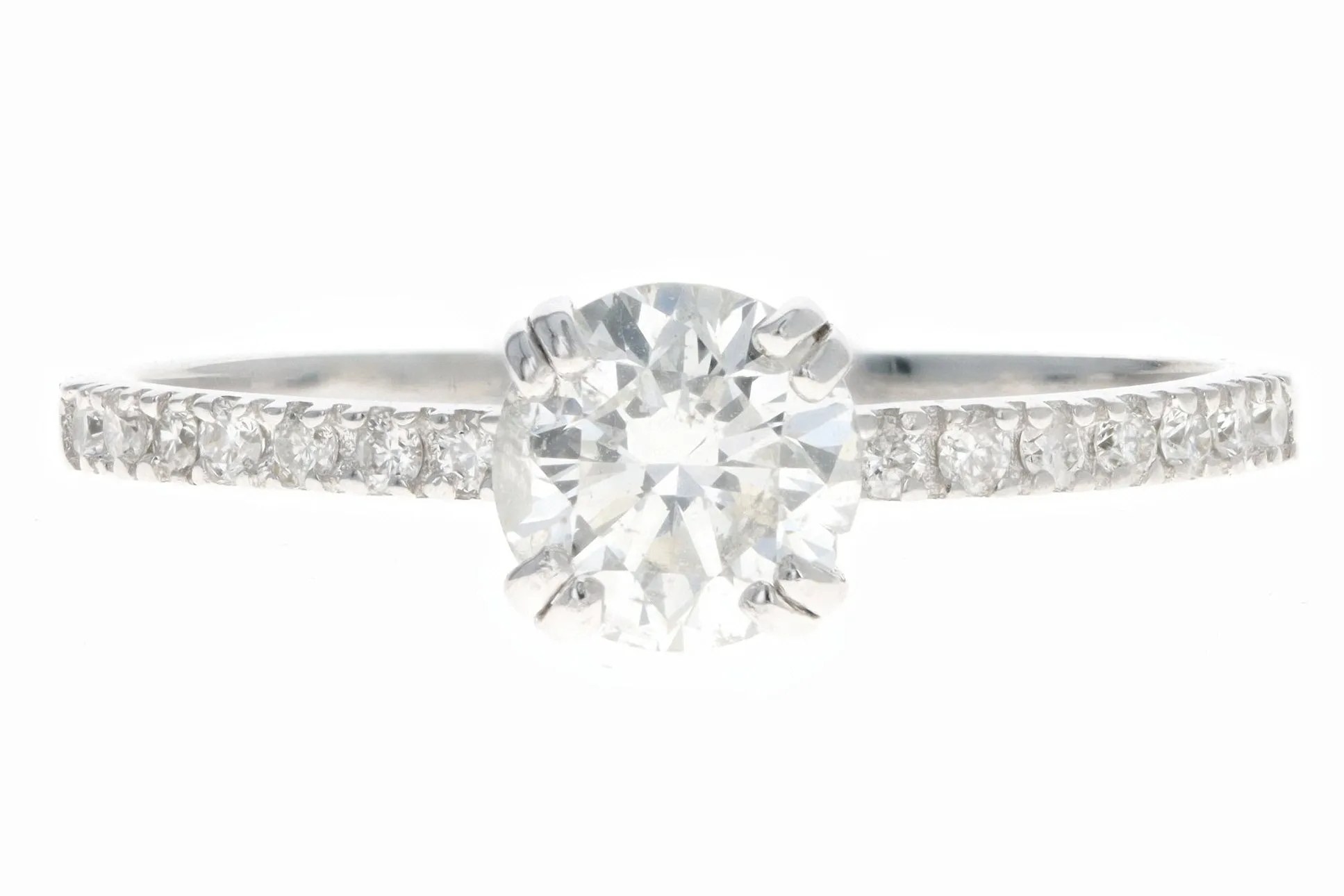 14K White Gold .79 Carat Round Brilliant Diamond Engagement Ring