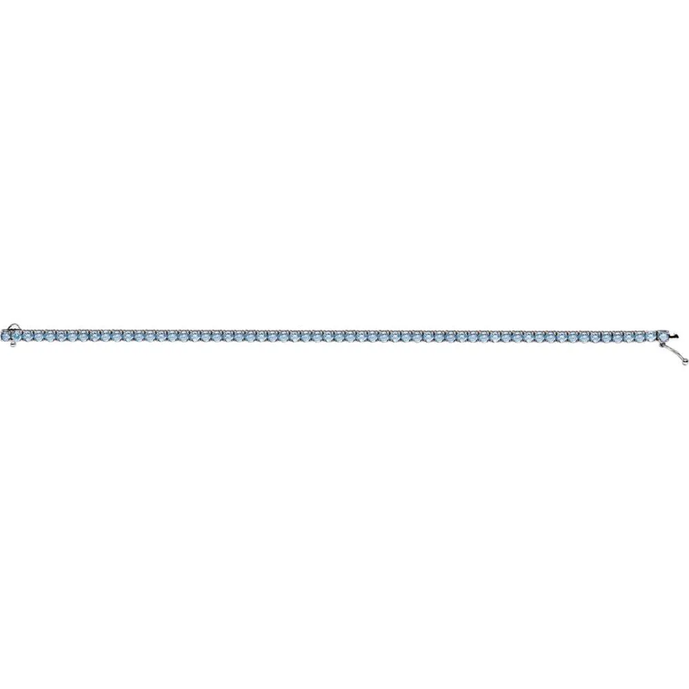 14k White Gold Aquamarine Line 7.25" Bracelet