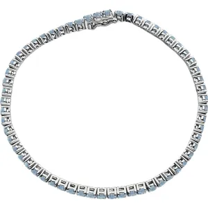 14k White Gold Aquamarine Line 7.25" Bracelet