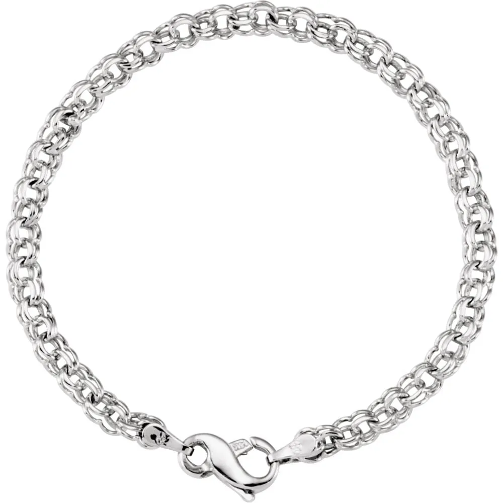 14k White Gold Charm 7" Bracelet