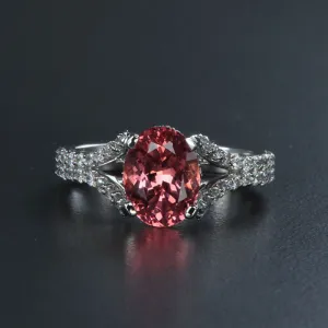 14K White Gold Mahenge Malaya  Garnet and Diamond Ring 2.80 Carats