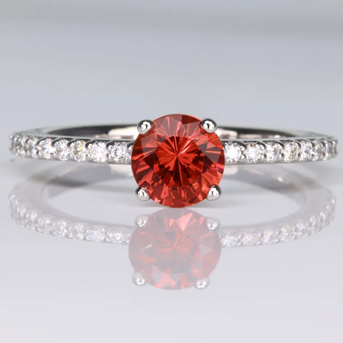14K White Gold Malaya Garnet Ring with DIamond Shank 1.36cts