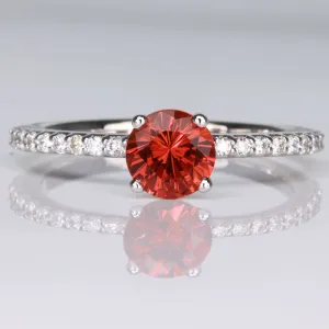 14K White Gold Malaya Garnet Ring with DIamond Shank 1.36cts
