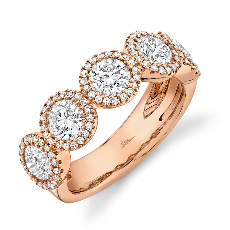 14K White Gold Round   Halo Diamond Large Band
