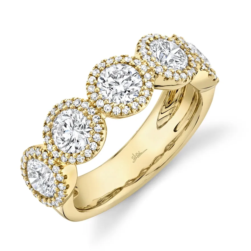 14K White Gold Round   Halo Diamond Large Band