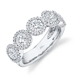 14K White Gold Round   Halo Diamond Large Band