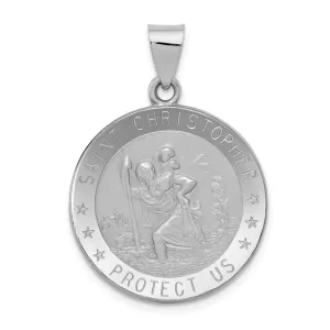 14k White Gold Saint Christopher Medal Pendant