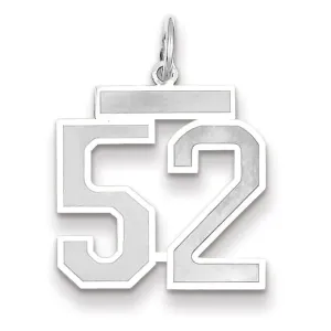 14k White Gold Satin Brush Finish Medium Size Number 52 Charm Pendant