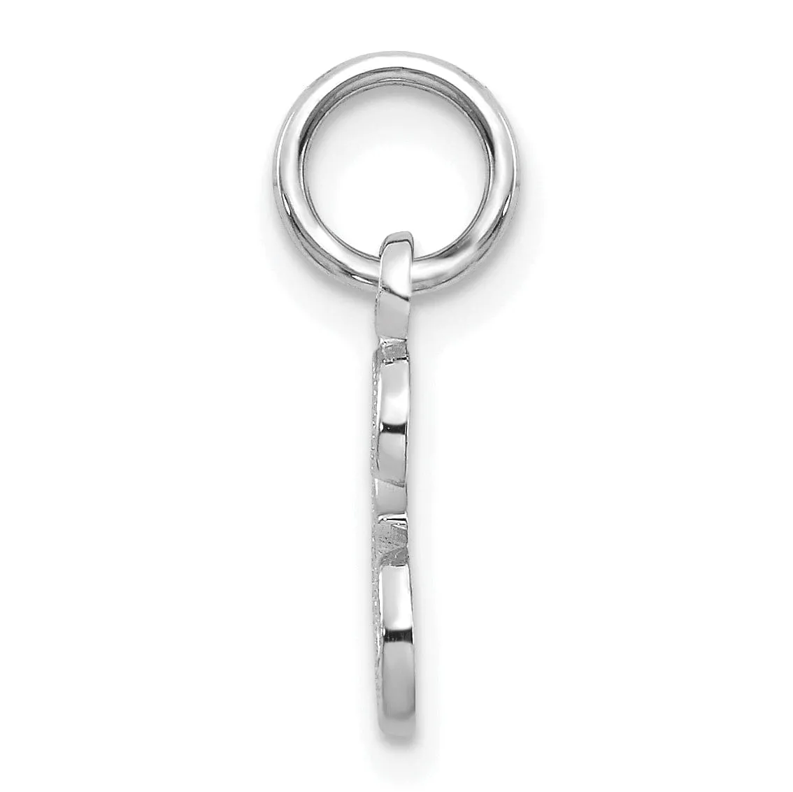14K White Gold Small Size Casted Script Design Letter E Initial Charm Pendant