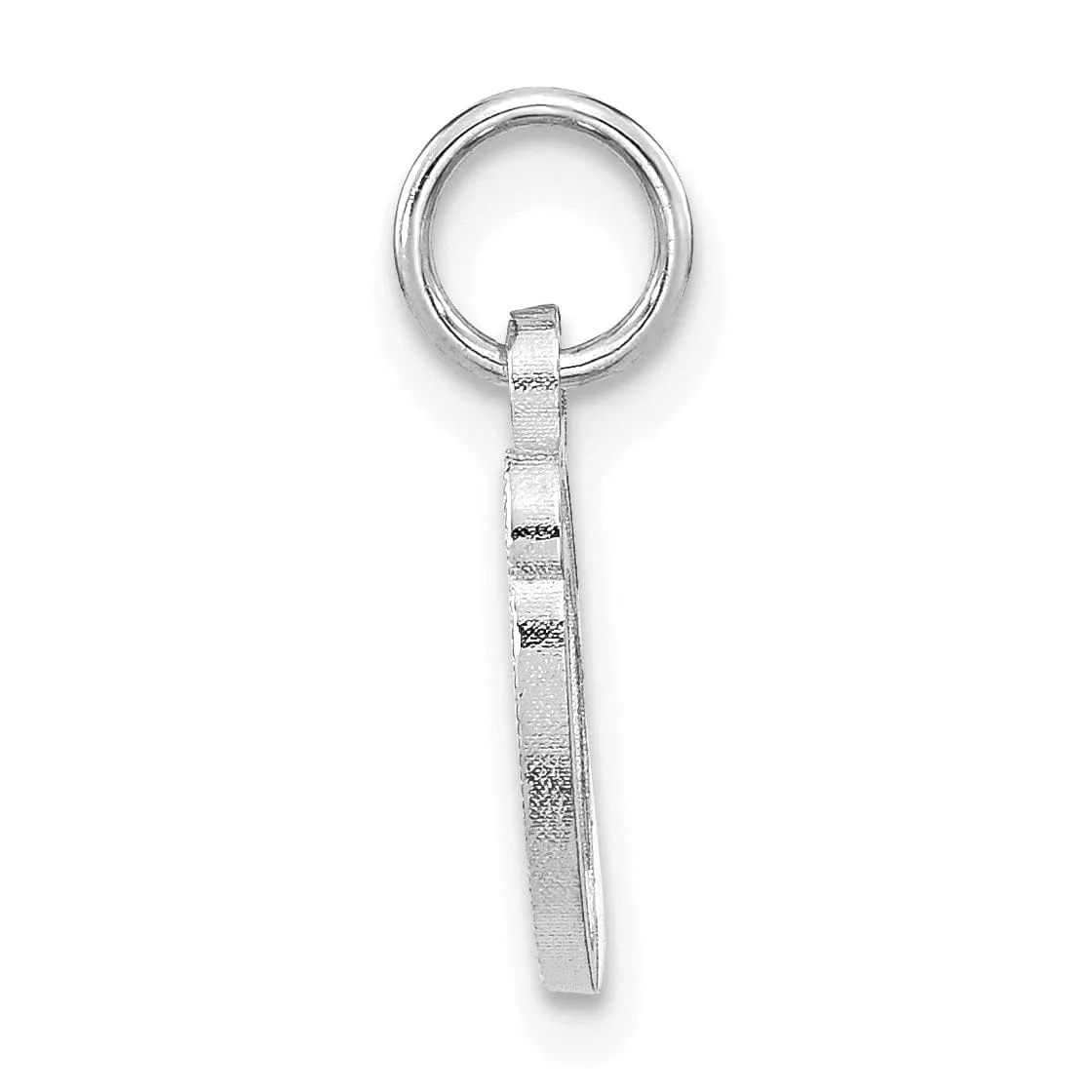 14K White Gold Small Size Casted Script Design Letter O Initial Charm Pendant