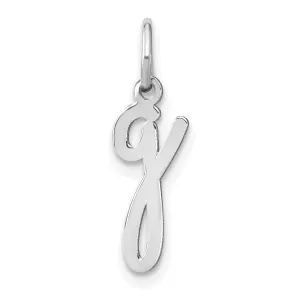14K White Gold Small Size Lower Case Script Letter G Initial Pendant