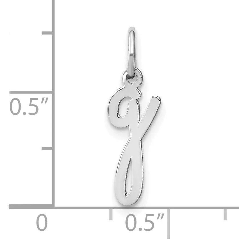 14K White Gold Small Size Lower Case Script Letter G Initial Pendant