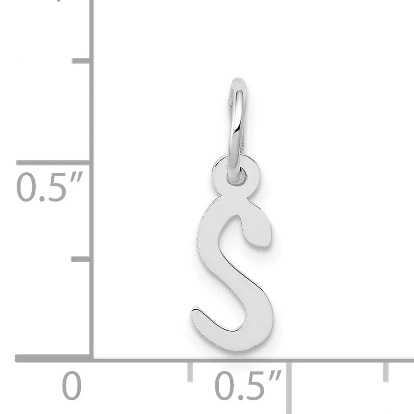 14k White Gold Small Slanted Block Letter S Initial Pendant