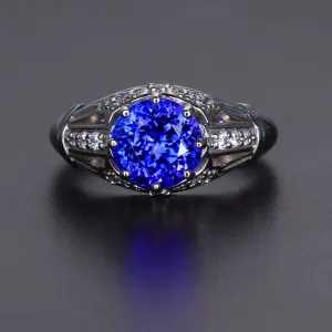 14K White Gold Tanzanite and Diamond Ring 2.93 Carats