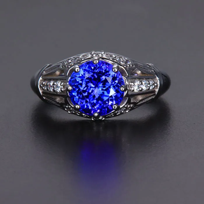 14K White Gold Tanzanite and Diamond Ring 2.93 Carats