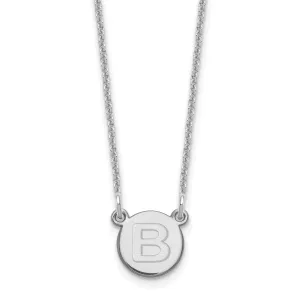 14k White Gold Tiny Circle Block Letter B Initial Pendant and Necklace