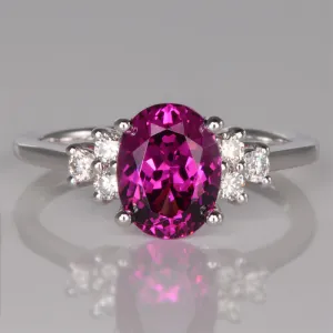 14K White Gold Umbalite Garnet RIng with Side Diamonds 2.67cts