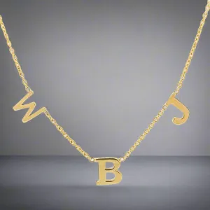 14K Y Gold Chain with 3 Initials Customizable