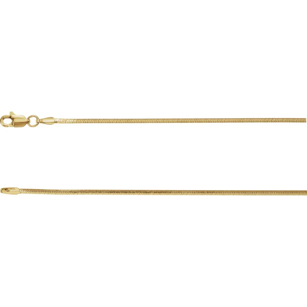 14k Yellow Gold 1.2mm Square Diamond Cut Snake 7" Bracelet
