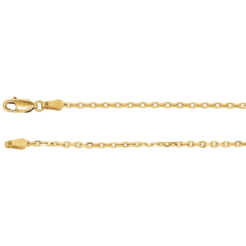 14k Yellow Gold 2mm Diamond-Cut Cable 7" Chain