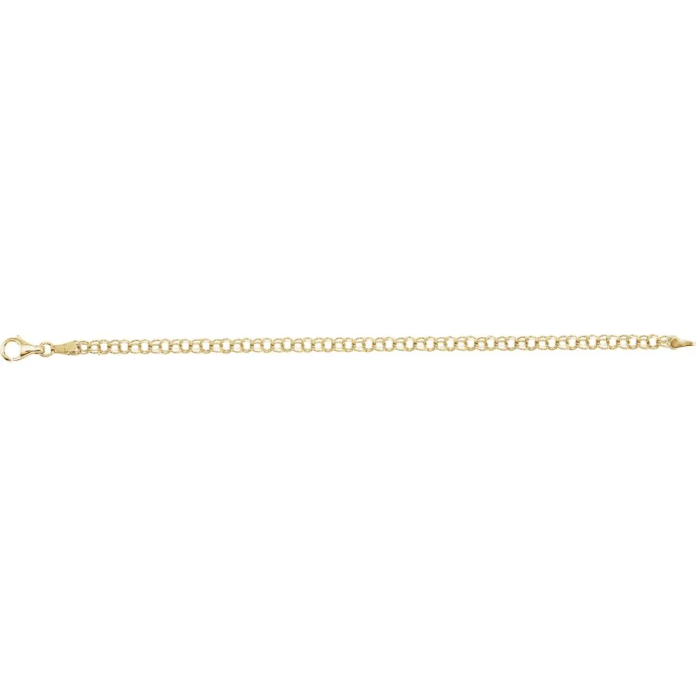 14k Yellow Gold 3.75mm Solid 7" Charm Bracelet