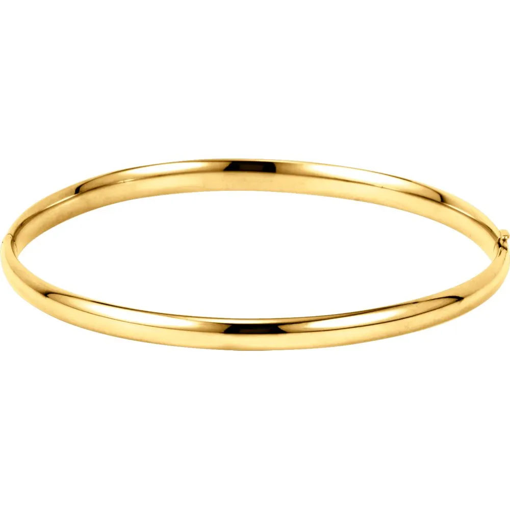 14k Yellow Gold 4mm Hinged Bangle Bracelet