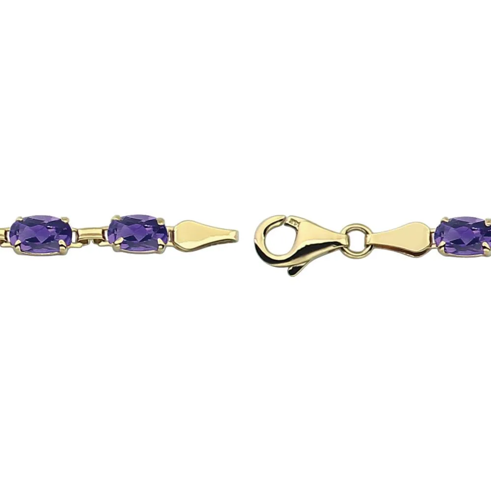14k Yellow Gold Amethyst 7" Bracelet