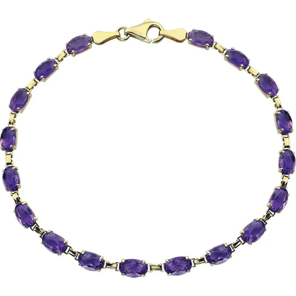 14k Yellow Gold Amethyst 7" Bracelet