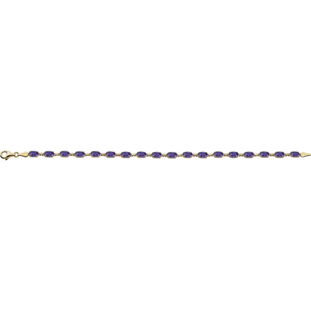 14k Yellow Gold Amethyst 7" Bracelet
