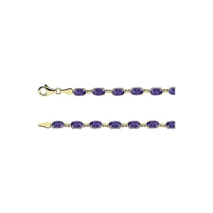 14k Yellow Gold Amethyst 7" Bracelet