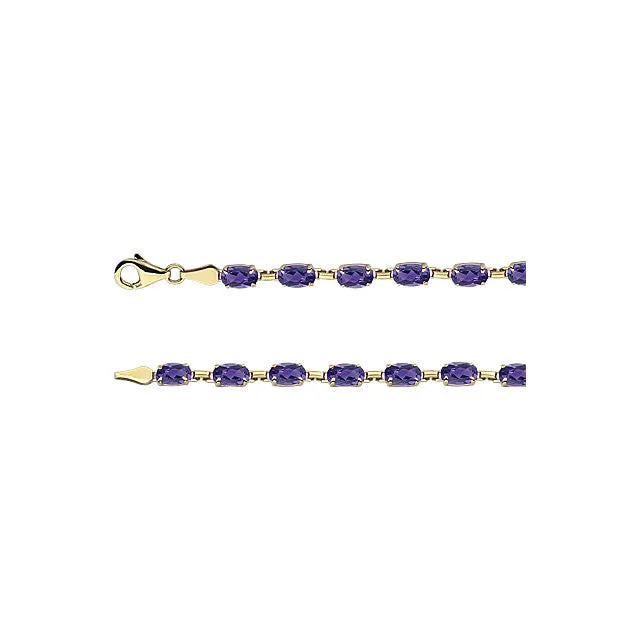 14k Yellow Gold Amethyst 7" Bracelet