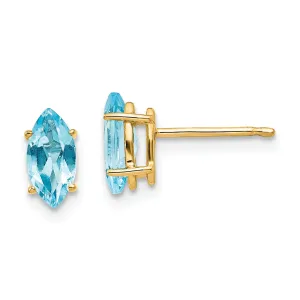 14k Yellow Gold Blue Topaz Marquise Earring