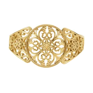 14k Yellow Gold Filigree Cuff Bracelet