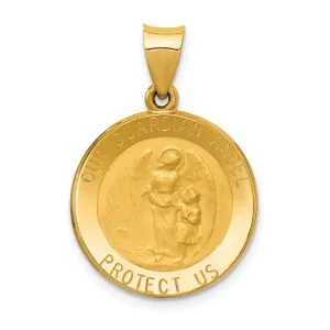 14k Yellow Gold Guardian Angel Medal Pendant