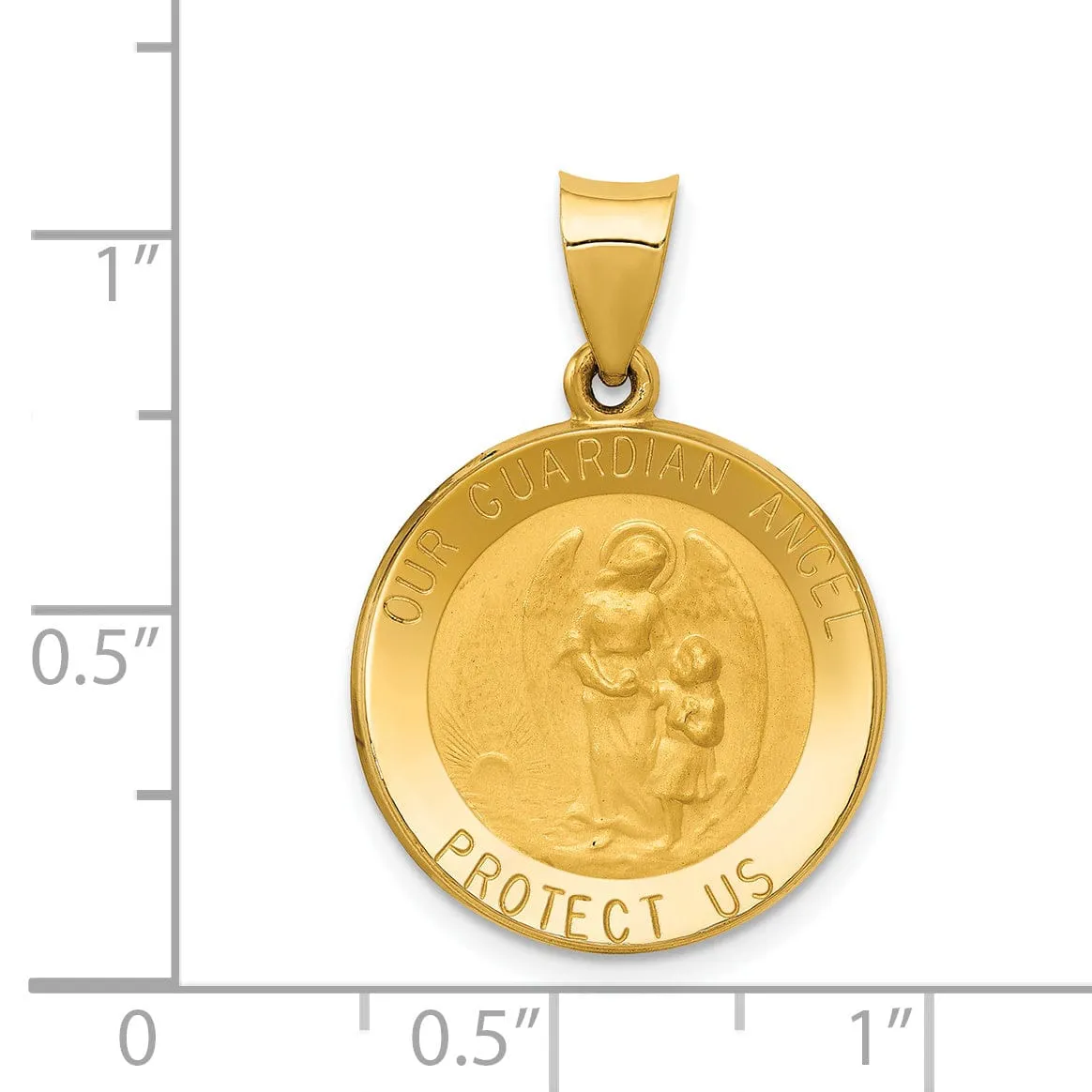 14k Yellow Gold Guardian Angel Medal Pendant