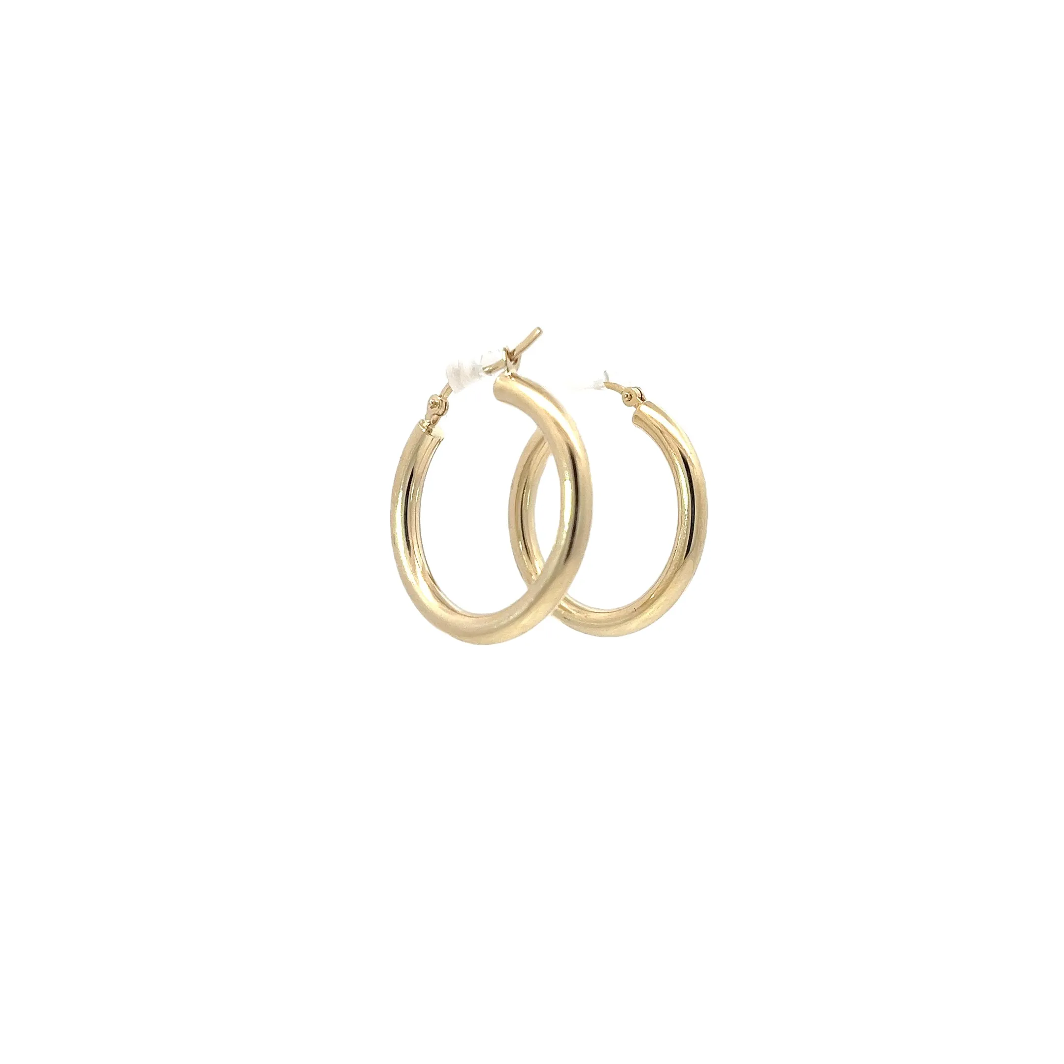 14k Yellow Gold Medium Polished 3mm Tube Hoop Earrings