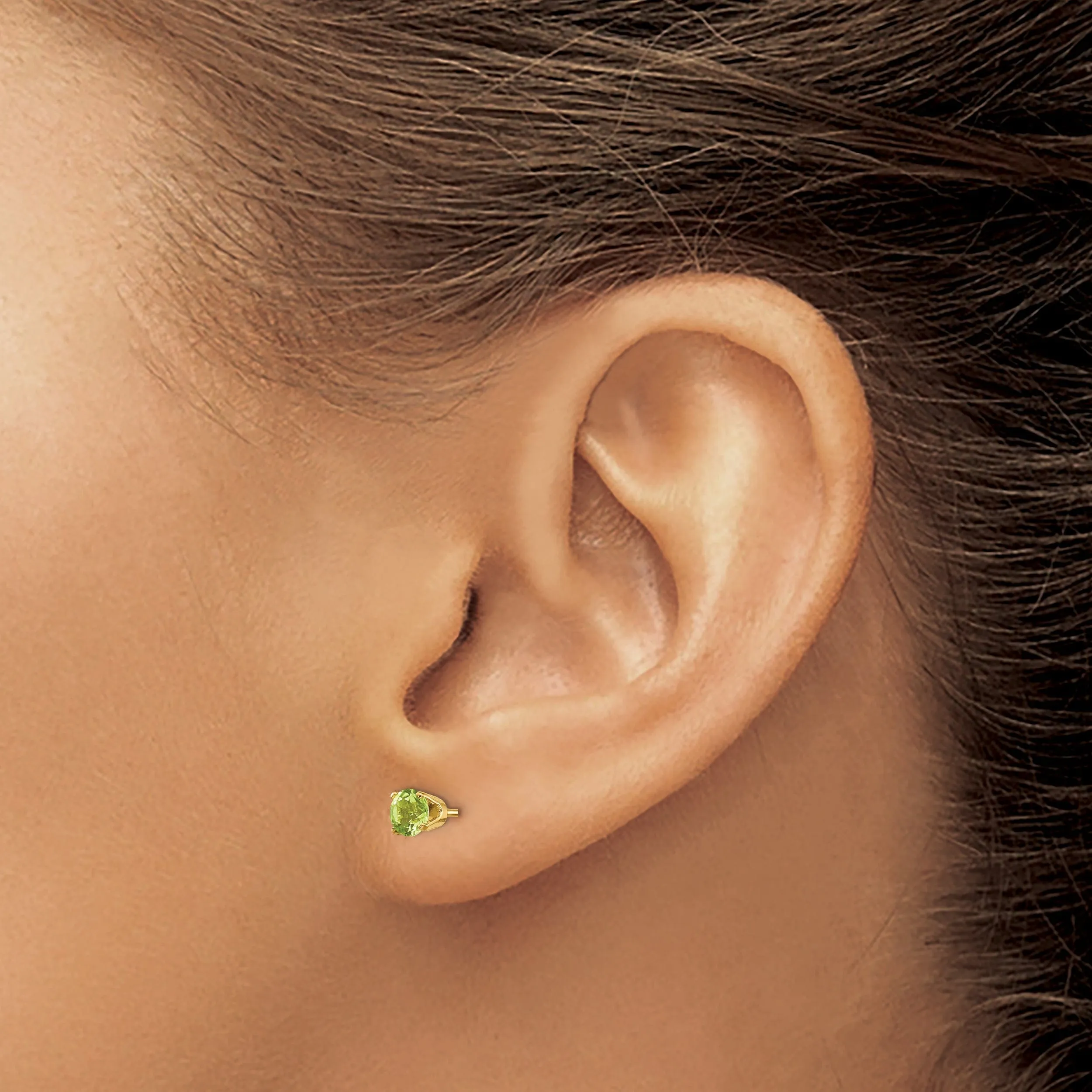 14k Yellow Gold Peridot Birthstone Earrings
