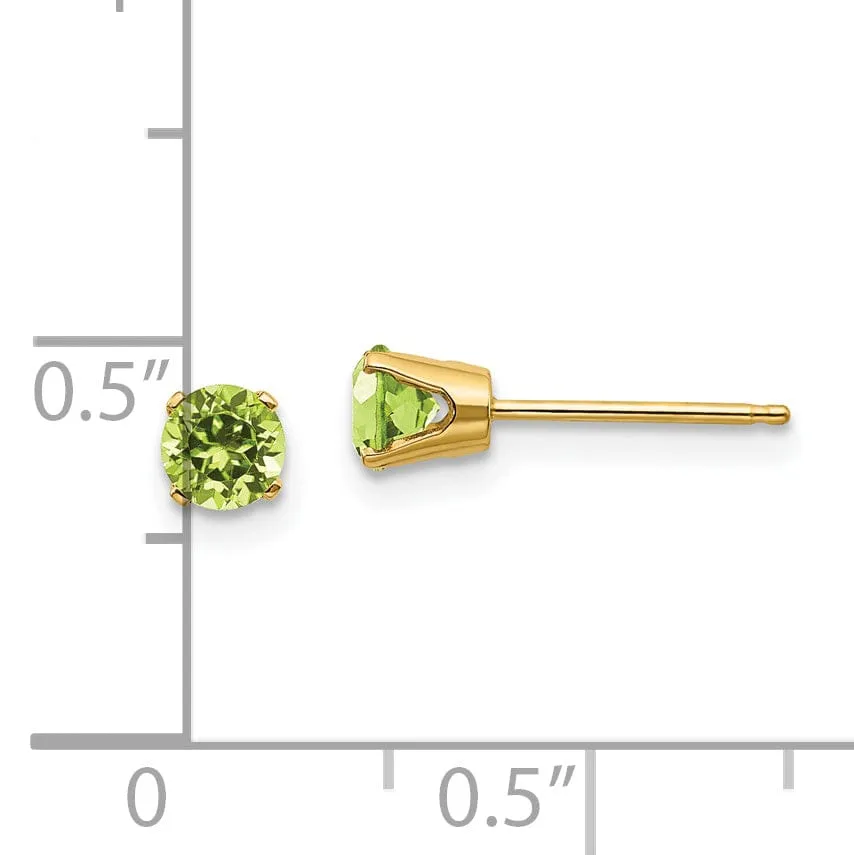 14k Yellow Gold Peridot Birthstone Earrings