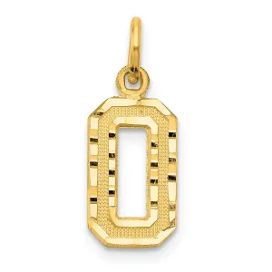 14k Yellow Gold Polished Diamond Cut Finish Small Size Number 0 Charm Pendant