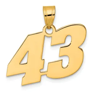 14k Yellow Gold Polished Finish Block Script Design Number 43 Charm Pendant