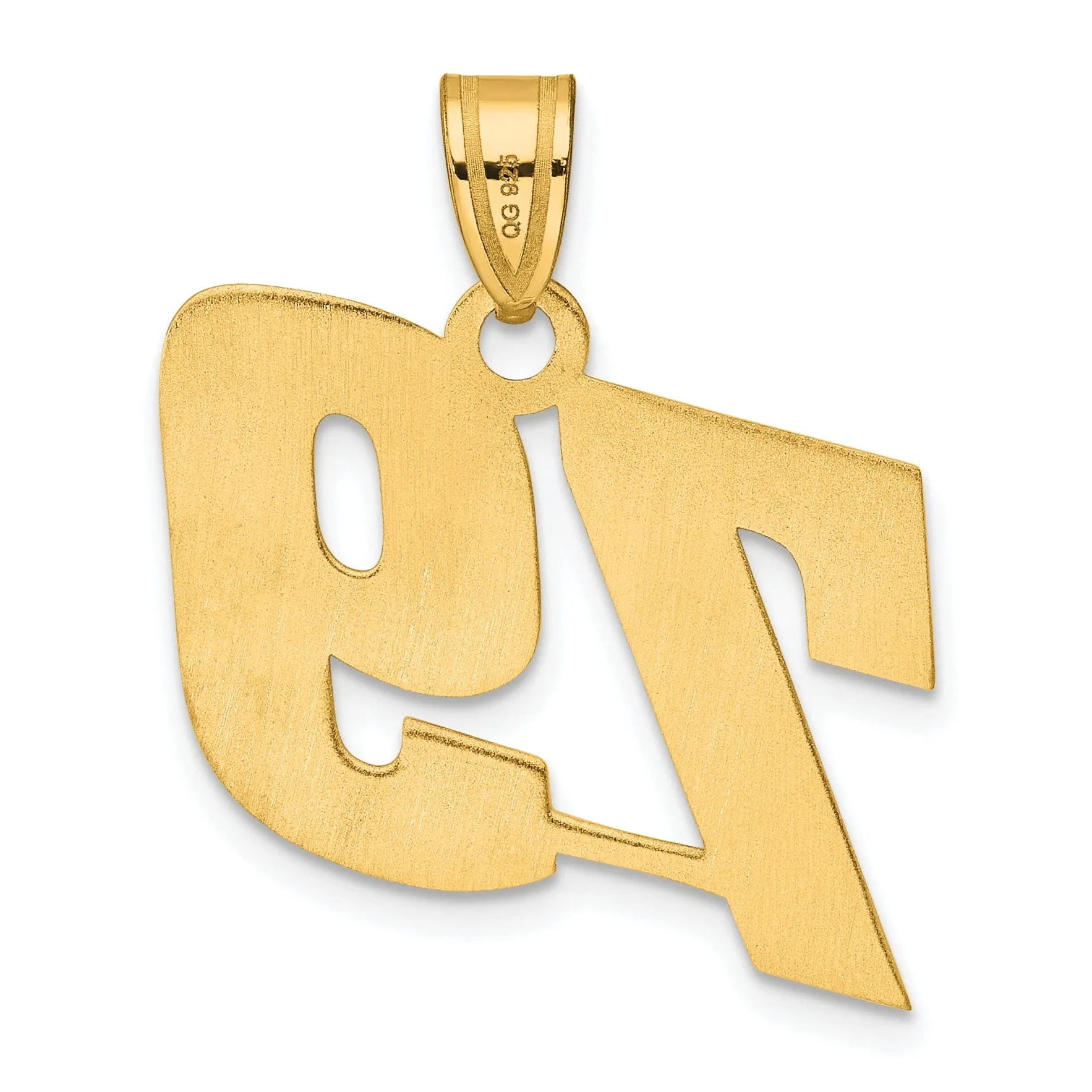 14k Yellow Gold Polished Finish Block Script Design Number 79 Charm Pendant