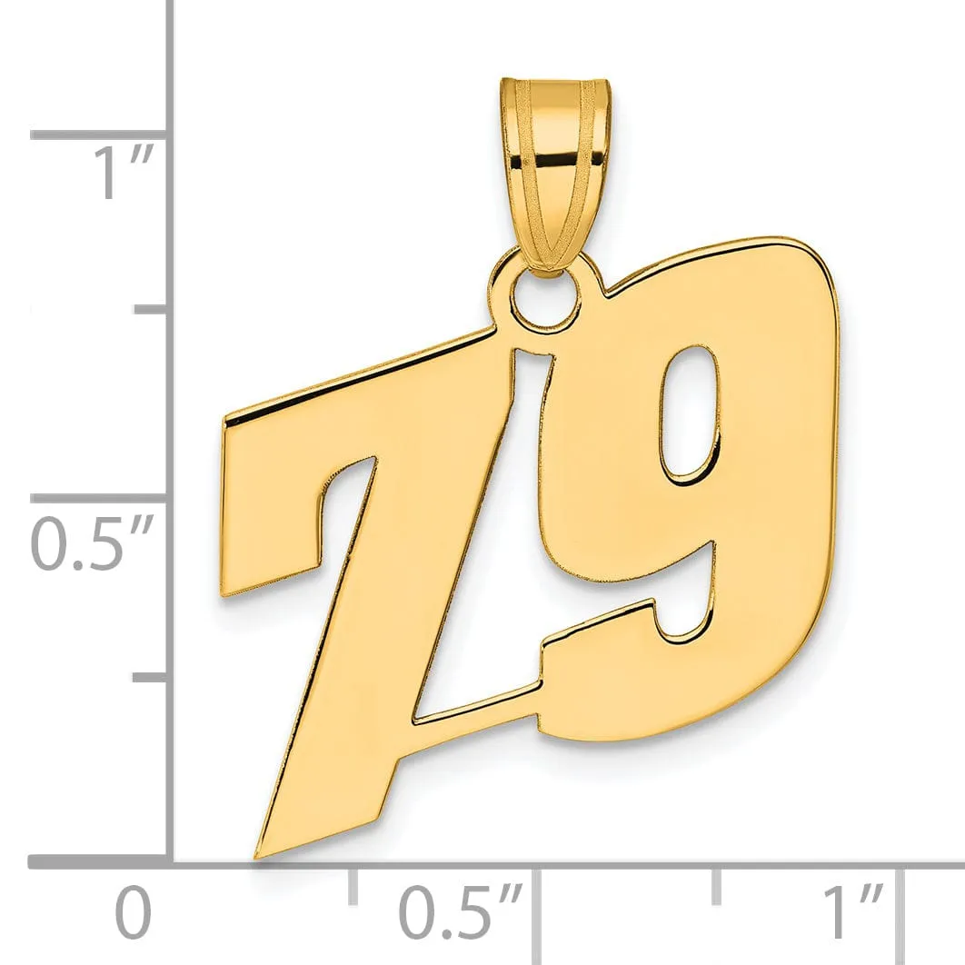 14k Yellow Gold Polished Finish Block Script Design Number 79 Charm Pendant