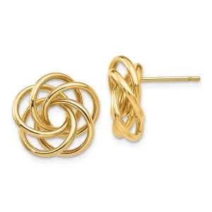 14k Yellow Gold Polished Love Knot Post Earrings