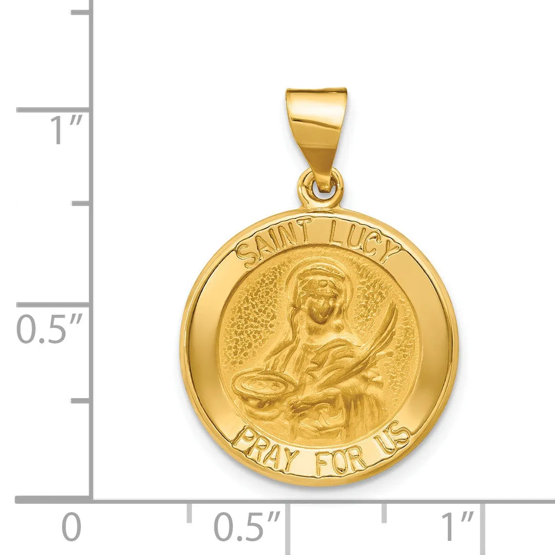 14k Yellow Gold Saint Lucy Medal Pendant