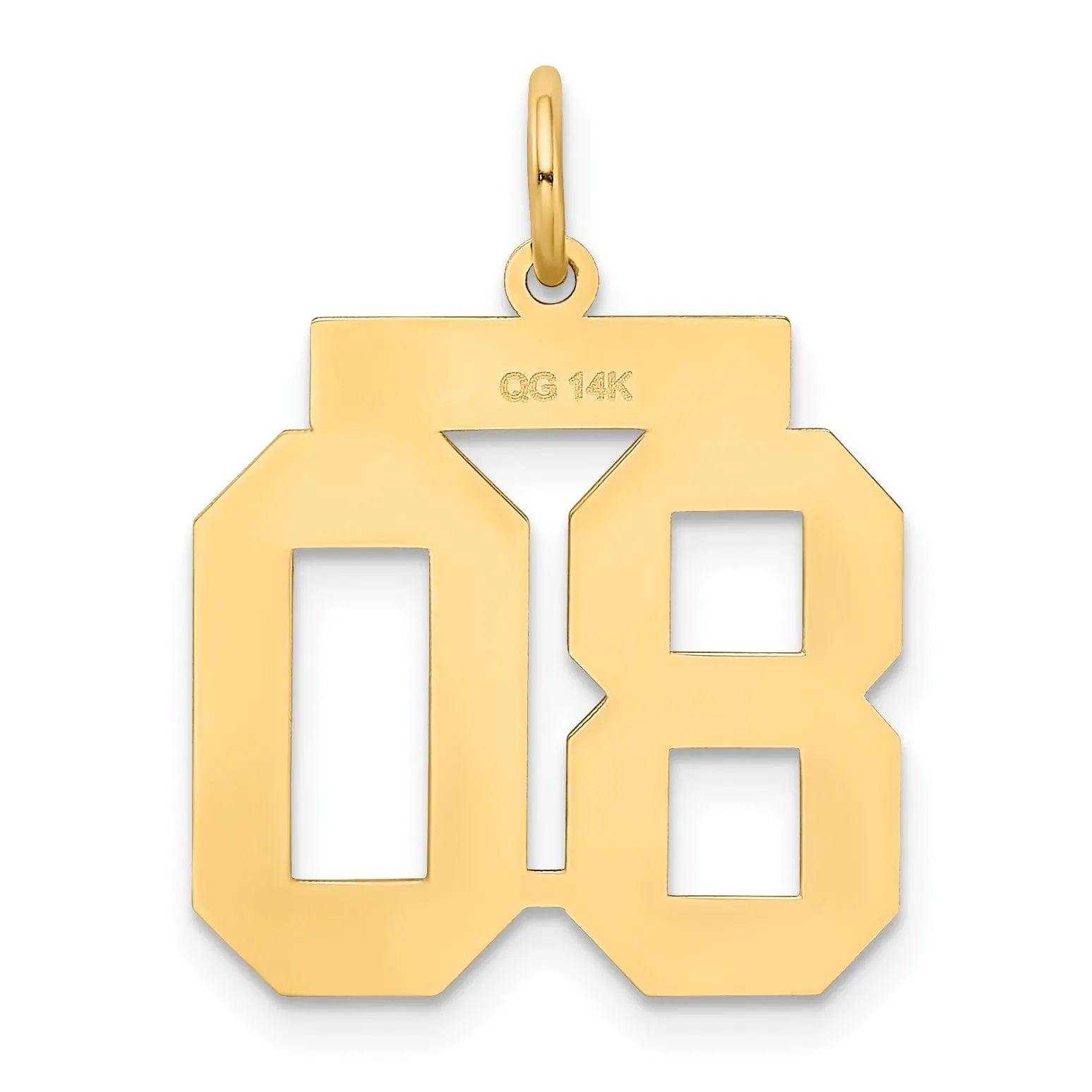 14k Yellow Gold Satin Brush Finish Medium Size Number 80 Charm Pendant