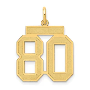 14k Yellow Gold Satin Brush Finish Medium Size Number 80 Charm Pendant