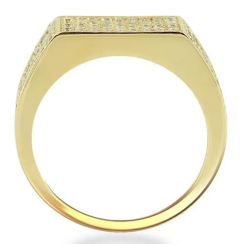 14K Yellow Solid Gold Men's Diamond Pave Set Ring 1.7 Cwt.