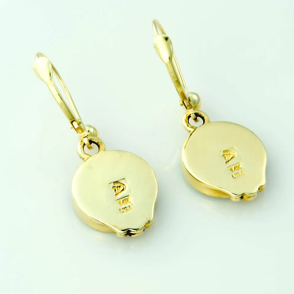 14kt Gold Turquoise Mother of Pearl Lapis Inlay Earrings