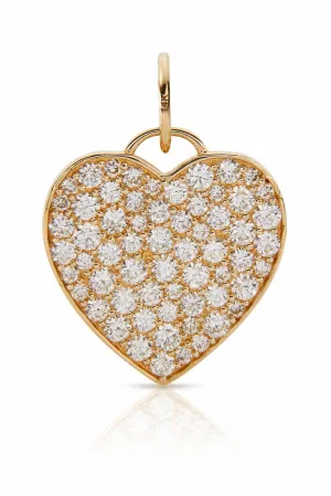 14KY Large Pave Heart Charm